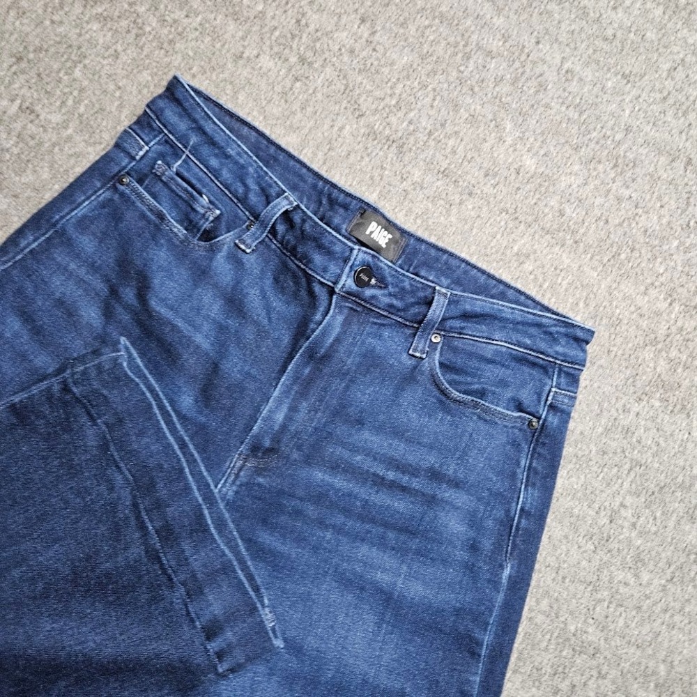 PAIGE Leenah Jeans Women 32 Dark Blue High Rise Wide Leg Denim Trousers